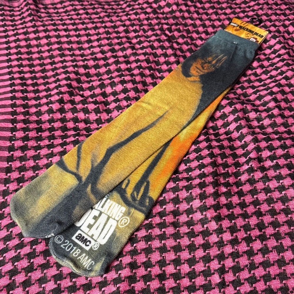 NWT The Walking Dead Graphic Socks Daryl Dixon Knee High Socks AMC 2018 Hit Show